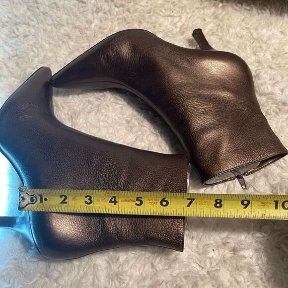 Paraphrase leather metallic Bronze ankle boots pointed toe side zipper SZ9M - Picture 9 of 9